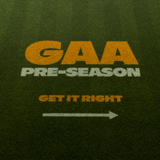 Picture of grass pitch with text overlaid that reads GAA Pre-season, Get it right to accompany an OOST ReGen & Recover article on how it can help