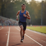 Runner in training demonstrating the explosive movement supported by OOST ReGen & Recover marine collagen for connective tissue health.